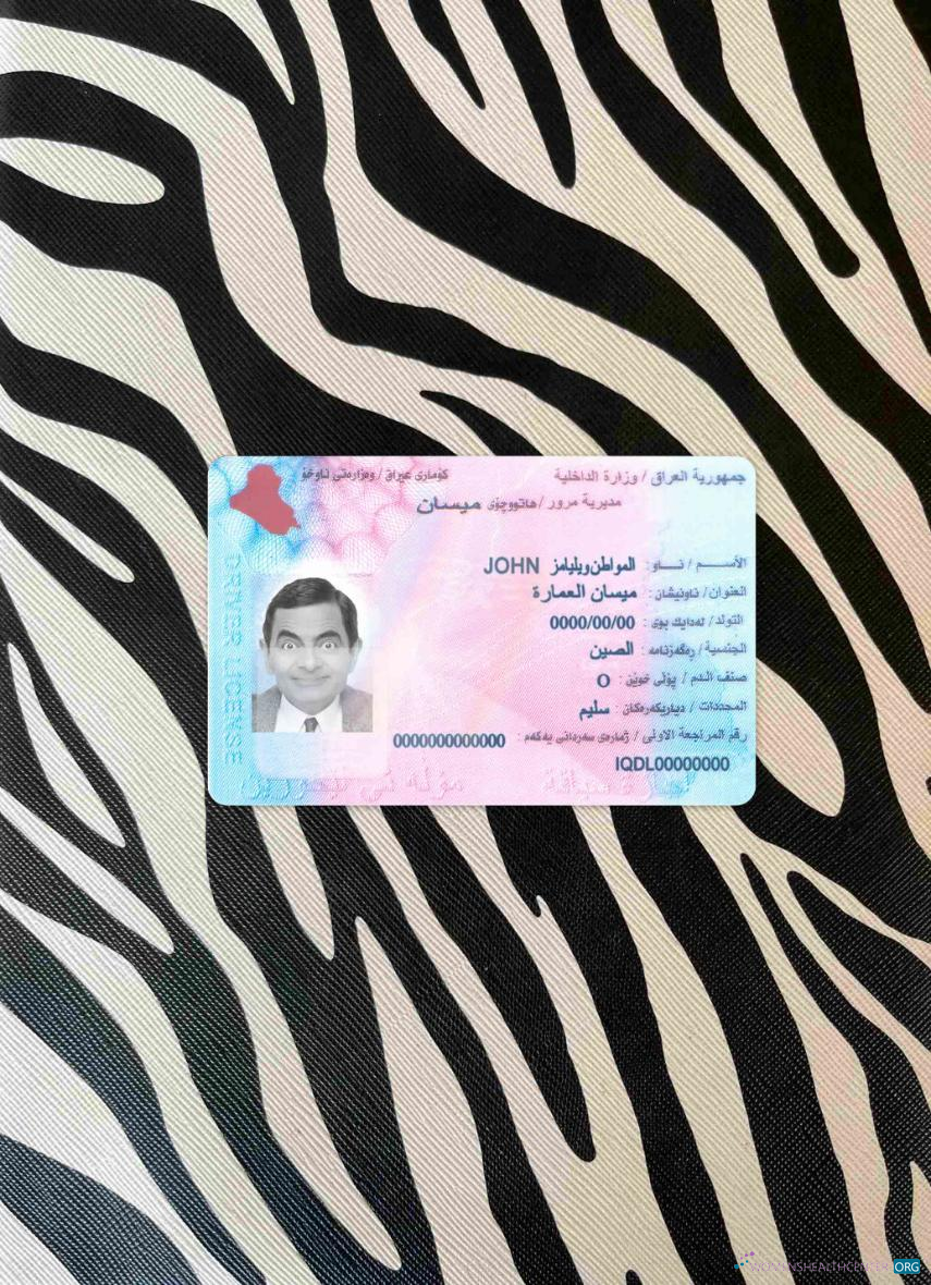 Download Iraq driving license photolook FRONT Photoshop template